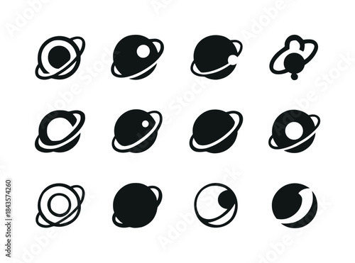 Planetary Orbit Logo Set. Orbit. Icon set. Set Logo of Orbit: mo