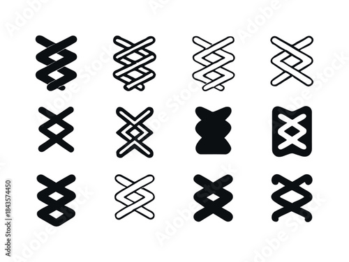 Shoe Lace Logos. shoe lace. Icon set. Set Logo of shoe lace: cla