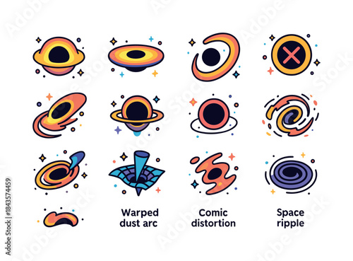 Black Hole Icons. Black hole. Colorful isometric vector icons se