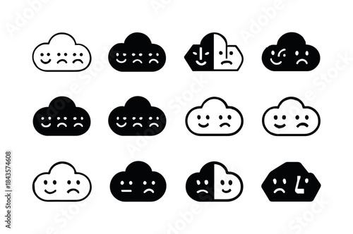 Weather Mood Icons. How Weather Affects Mood. Icon set. Set Logo