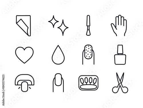 Nail Art Icons. Nail aesthetics. Line icon set of nail aesthetic