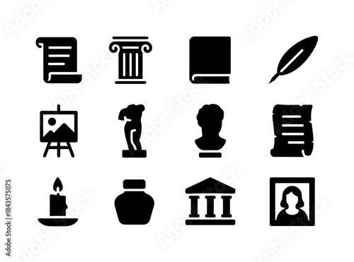 Art History Icons. Art history. Solid icon set of art history: s