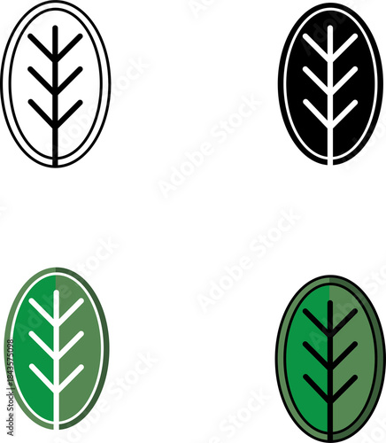 Leaf icon. Green leaf vector collection. Ecology, environment, and nature symbols. Bio, organic, and vegan signs. Plant sprout logo elements for eco-friendly products.
