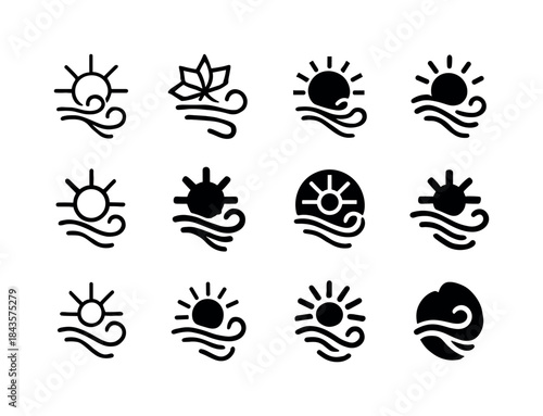 Chilly Morning Breeze Logos. Chilly Morning Breeze. Icon set. Se