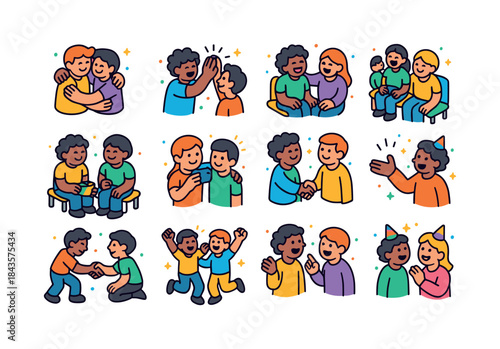 Friendship Icon Set. Friendship. Colorful isometric vector icons