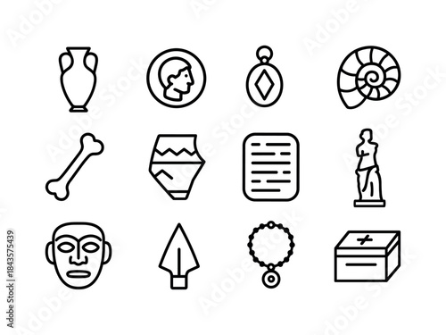Ancient Artifacts Icons. Ancient Artifacts. Line icon set of Anc