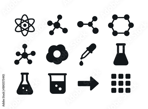 Molecule Icon Grid. Molecule Icons. Solid icon set of Molecule I