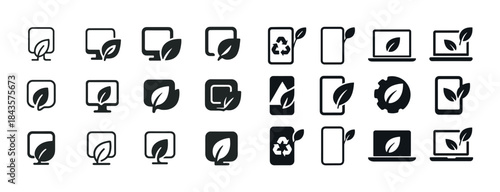 Eco-friendly icon set: sustainable technology and recycling symb