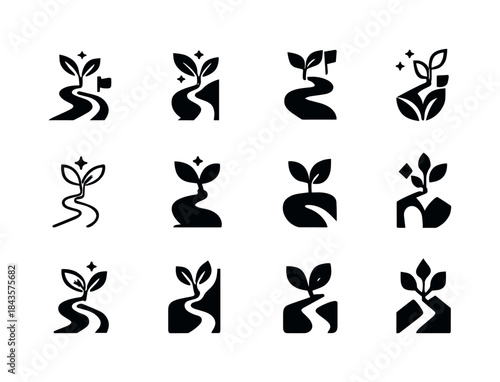 Small Business Icon Set. Small business growth and challenges. I
