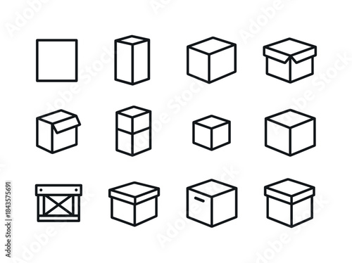 Simple Box Icons. Simple Boxes. Line icon set of Simple Boxes: s