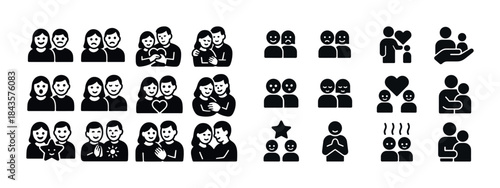 Family and emotional icons collection: various group and express