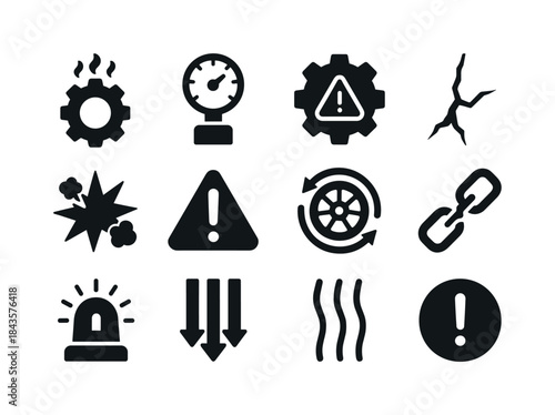 Mechanical Overload Icons. Mechanical overload. Solid icon set o
