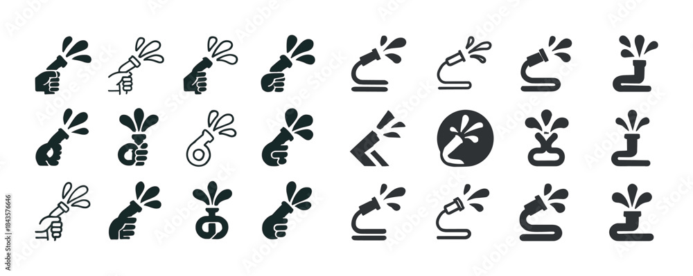Obraz premium Set of watering can icons: various handheld and plant designs