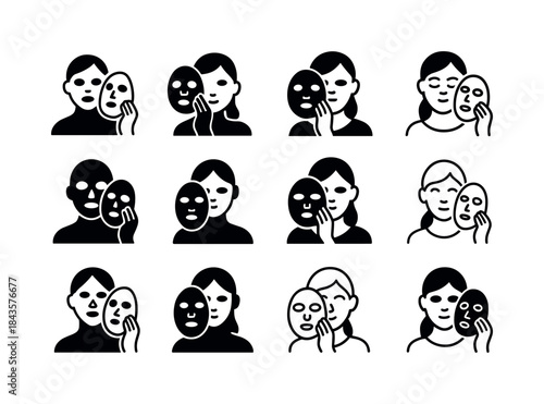Skincare Logo Icons. trying skincare products. Icon set. Set Log