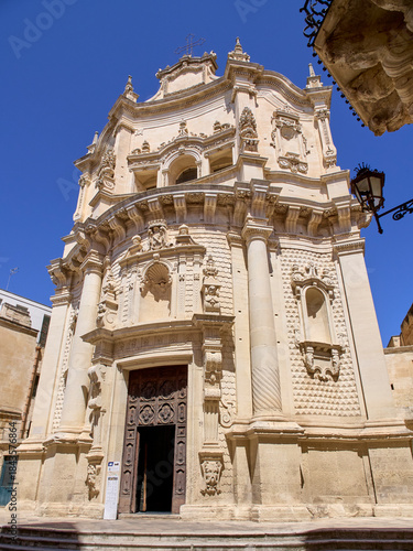 Lecce, Italy - July 31, 2025: Chiesa di San Matteo, Church of Saint Mathew, a baroque Church in Lecce. Salento, Apulia, Puglia, Italy, Europe