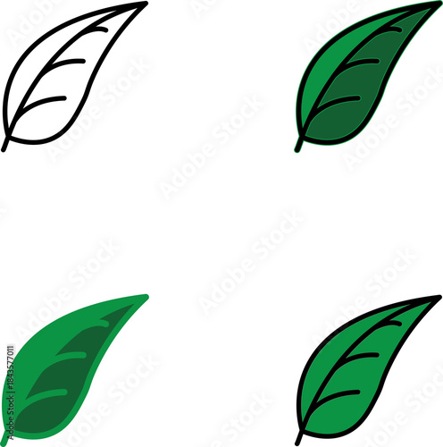 Leaf icon. Green leaf vector collection. Ecology, environment, and nature symbols. Bio, organic, and vegan signs. Plant sprout logo elements for eco-friendly products.