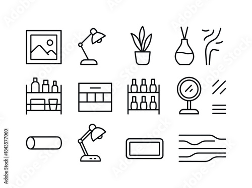 Nail Studio Icons. Nail Studio Decor. Line icon set of Nail Stud