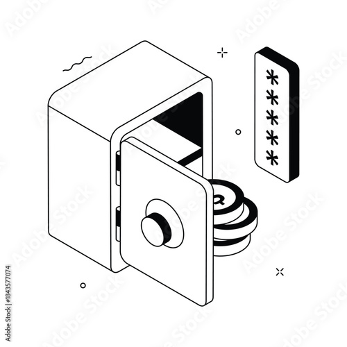 An eye catching isometric illustration of money safety, financial security