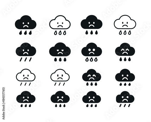 Weather Mood Emblems. how weather affects mood. Icon set. Set Lo