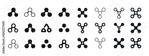 Set of triangular and circular geometric symbols in black and wh