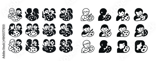 Artistic icons: diverse artists engaged in creative activities