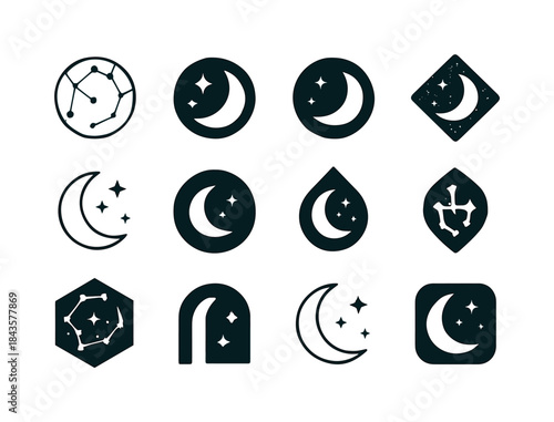 Night Sky Icons. night sky. Icon set. Set Logo of night sky: con