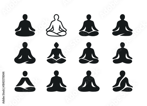 Yoga Icon Harmony. People meditating or practicing yoga. Icon se