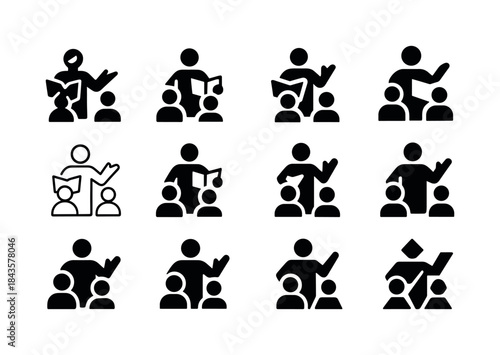 Theater Director Emblem Icons. A theater director giving notes t