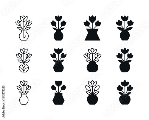 Floral Logo Variations. Greet with flowers. Icon set. Set Logo o