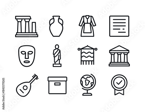 Cultural Heritage Icons. Cultural Heritage. Line icon set of cul