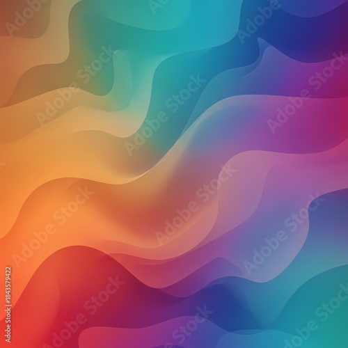 Colorful Abstract Wavy Pattern: An artful display of a gradient blend, with layered, flowing shapes that evoke movement and depth, an ode to vibrant hues.