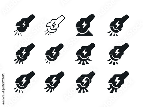Unsafe Equipment Icons. unsafe equipment. Icon set. Set Logo of