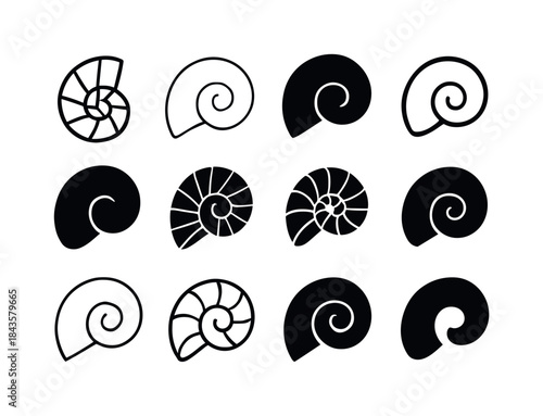 Seashell Icon Collection. seashells. Icon set. Set Logo of seash