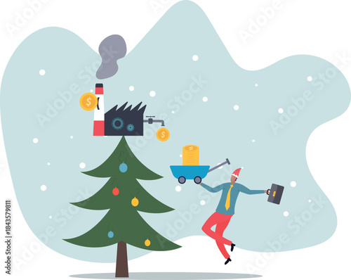 Manufacturing or production to earn profit, industry or factory, make money machine or manufacture .business concept.about a man and his life.