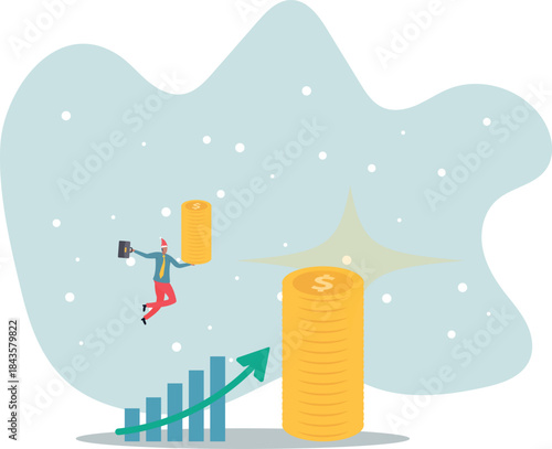 Increase revenue, income or investment profit, growing income or wealth, growth chart diagram or savings and investment return.about a man and his life.