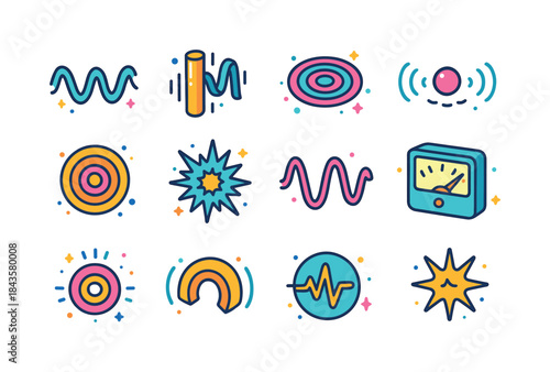 Colorful Vibration Icons. Vibrations. Colorful isometric vector