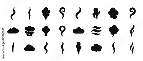 Abstract black smoke and cloud icons collection