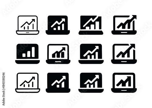 Online Entrepreneurship Logos. Online entrepreneurship. Icon set