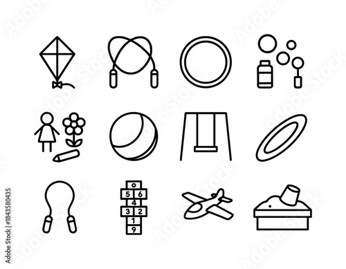 Outdoor Play Icons. Outdoor Play. Line icon set of Outdoor Play: