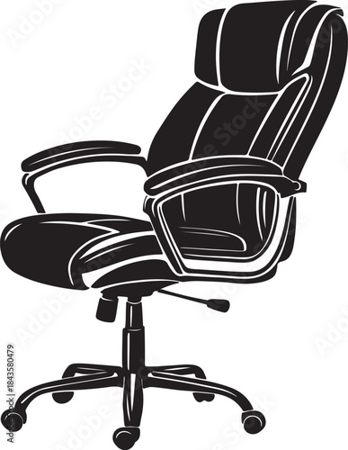 Office Chair Silhouette Illustration – Executive Ergonomic Chair Icon