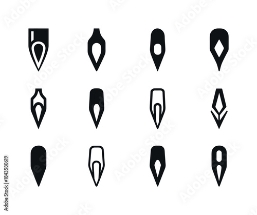 Needle Logo Variations. sharp needle. Icon set. Set Logo of shar