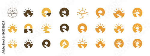 Sunrise sunset icon set