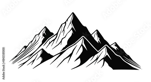 Majestic mountain range illustration, conveying adventure and natural beauty