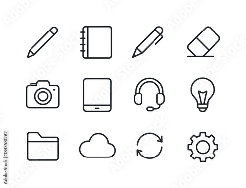 Creator Tools Icons. Creator Tools. Line icon set of Creator Too