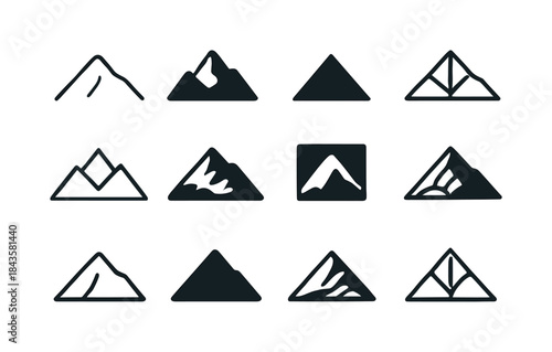 Emblematic Landscape Logos. Drawing and sketching landscapes or