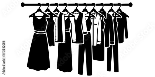 Clothing Rack Hangers Set Fashion Vector Silhouette