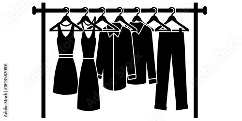 Clothing Rack Hangers Set Fashion Vector Silhouette