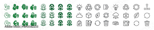 Eco-friendly icons: recycling, energy, sustainability, and waste