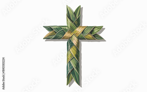 Beautiful green and yellow woven cross on with intricate design