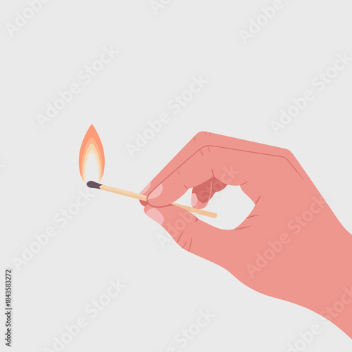 A close-up depiction of a hand striking a matchstick with a vibrant flame igniting, symbolizing the spark of inspiration, warmth, and the beginning of new adventures.